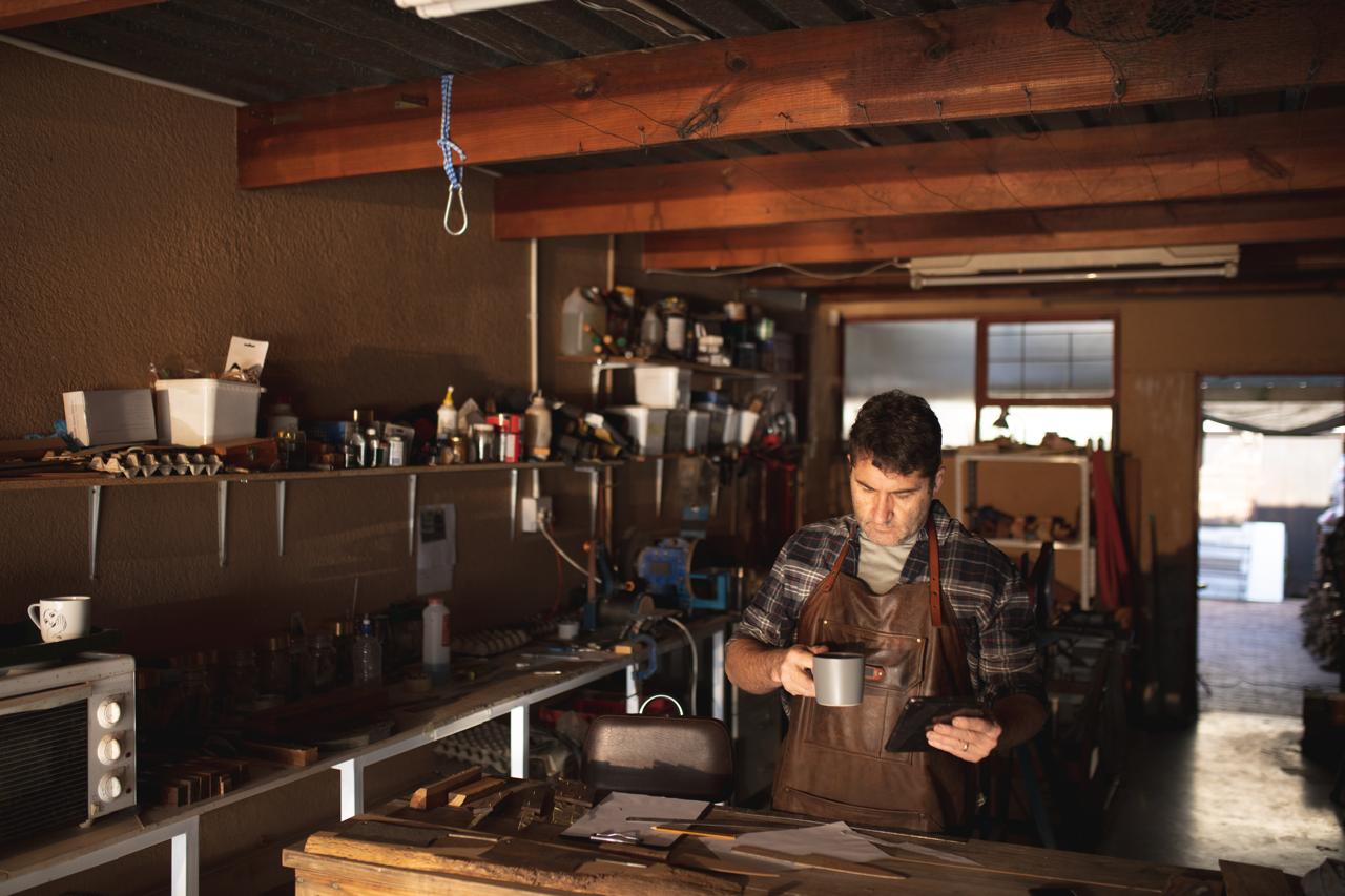 Anton in the workshop